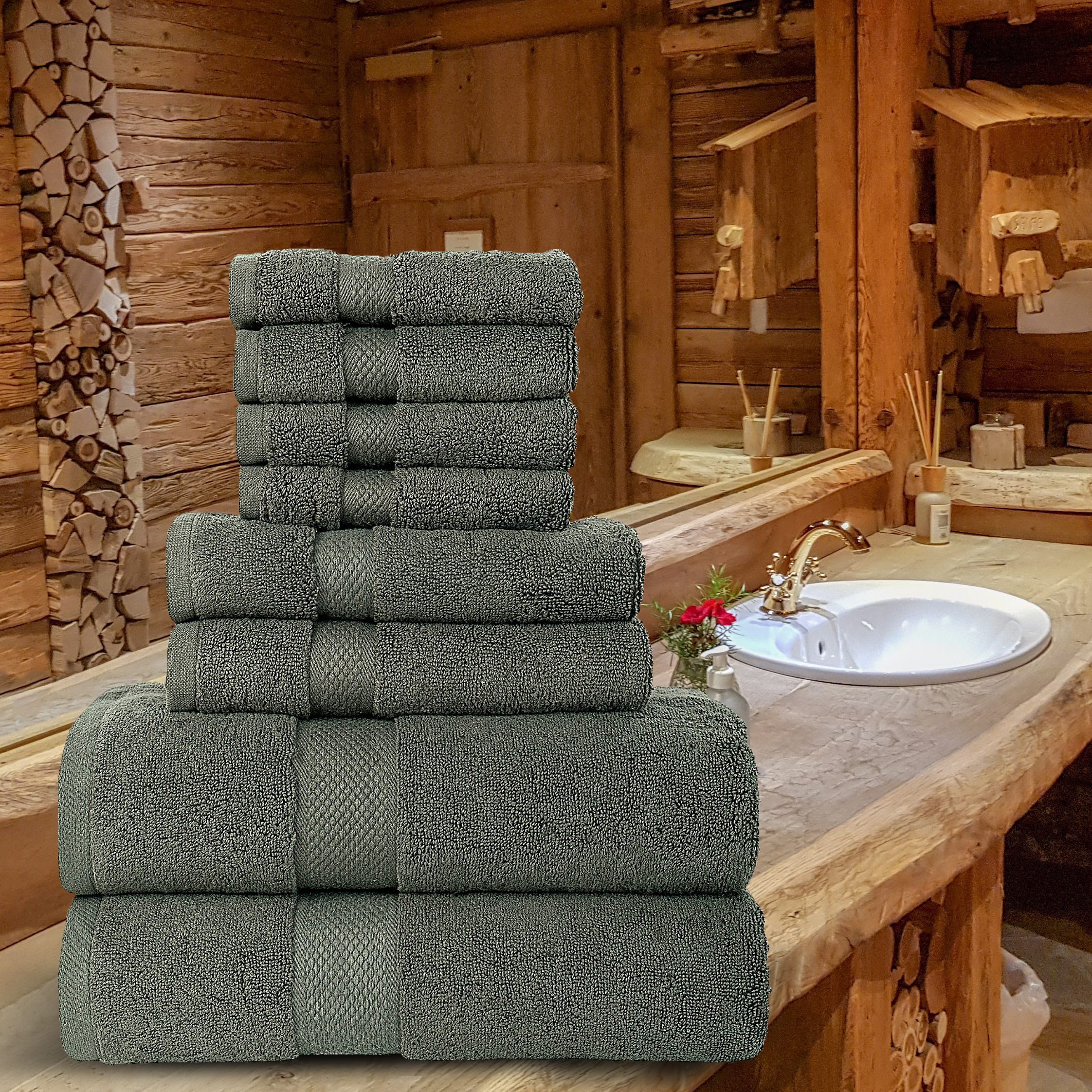 8 Piece Towel Set Ultra Soft Cotton Bath Towels Hand Towels and Washcloths  700GS